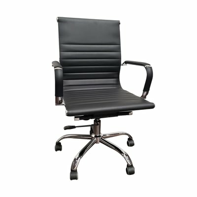 Silla Ejecutiva Respaldo Bajo de Cuero Giratoria de Oficina