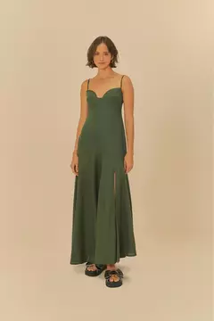 Vestido Alcinhas Fenda Frente VERDE - comprar online