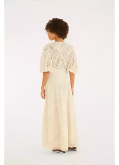 Vestido Laise Flor De Cacto Bege White - loja online