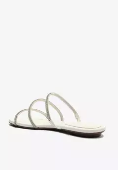 Sandalia Rasteira Tiras Glam Branca - loja online