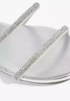 Imagem do Sandália Rasteira Tiras Glam Prata