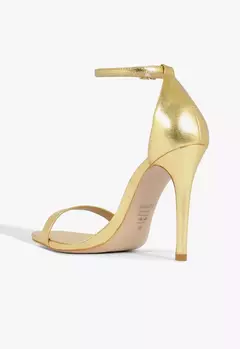 Sandália Gisele Salto Alto Couro Dourada - loja online