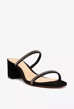 Sandalia Mule Glam Salto Bloco Preto - LUAR