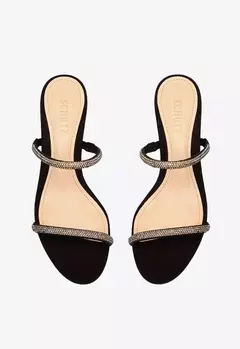 Sandalia Mule Glam Salto Bloco Preto na internet