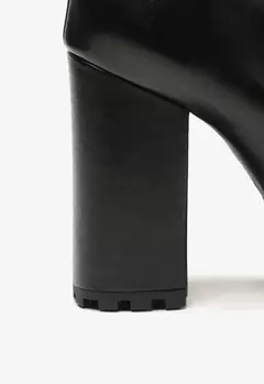 Bota Combat Salto Alto Sofia Tratorada Couro