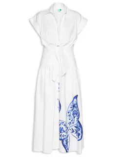 Vestido Camisa Borboleta De Porcelana - LUAR