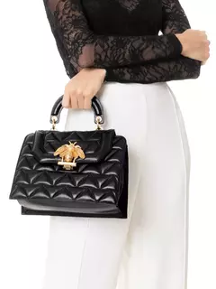 Bolsa Media Believe Tiracolo Matelasse Couro Preta - LUAR