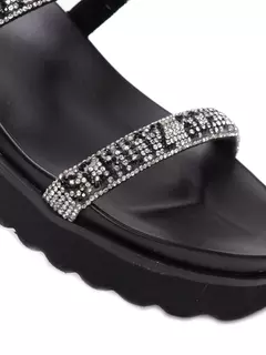 Imagem do Sandalia Papete Logo Brilho Preta