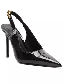 Scarpin Chain Ornamental Couro Croco - loja online
