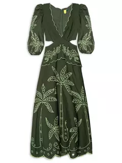 Vestido Bordado Tropicaxi Verde - LUAR