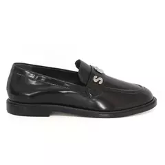 Mocassim Couro Preto Logo Schutz - comprar online