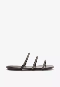 Sandalia Rasteira Tiras Glam Preta - comprar online