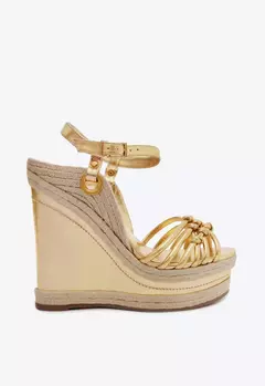 Sandalia Anabela Juta Metalizado Dourado - comprar online