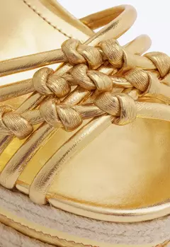 Sandalia Anabela Juta Metalizado Dourado
