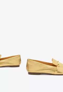 Imagem do Sapato Mocassim Couro Enfeite Dourado