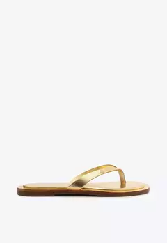 Sandalia Rasteira Couro Dourado - comprar online