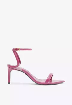 Sandália Salto Médio Skye Leaf Couro Roxo - comprar online