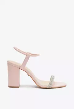 sandalia gimenez salto bloco alto rosa - comprar online