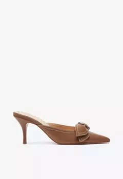 Sapato Mule Claire Bow Couro Marrom - comprar online