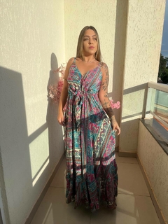 VESTIDO AFRODITE - ROSA/AZUL - loja online