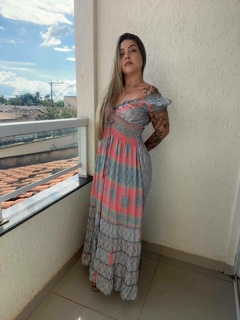 VESTIDO CARINA - ROSA/AZUL - loja online