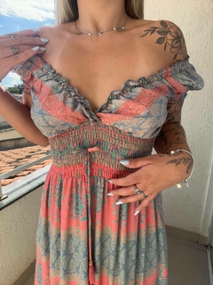VESTIDO CARINA - ROSA/AZUL - Bella's Closet