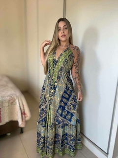 VESTIDO SEREIA - VERDE/AZUL - Bella's Closet