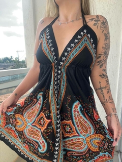 VESTIDO MANDALA CURTO - PRETO - Bella's Closet