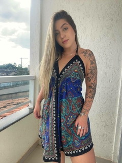 VESTIDO MANDALA CURTO - AZUL ESCURO - comprar online