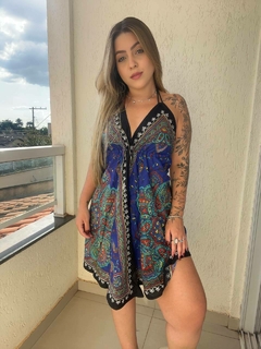 VESTIDO MANDALA CURTO - AZUL ESCURO - Bella's Closet