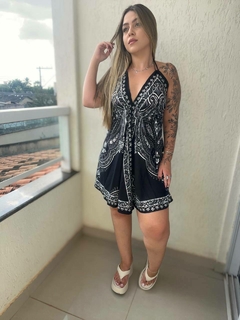 VESTIDO MANDALA CURTO - PRETO/CINZA