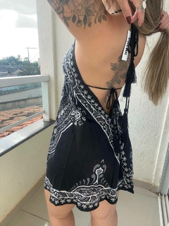 VESTIDO MANDALA CURTO - PRETO/CINZA - loja online