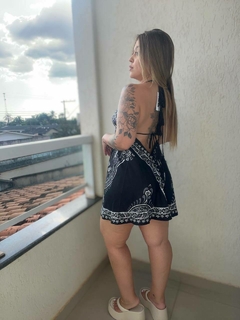 VESTIDO MANDALA CURTO - PRETO/CINZA na internet