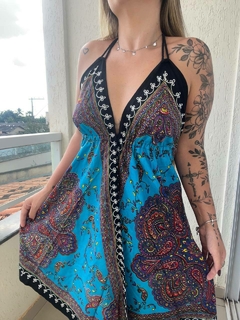 VESTIDO MANDALA CURTO - AZUL CLARO - Bella's Closet
