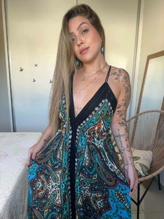 VESTIDO MANDALA LONGO - AZUL - Bella's Closet