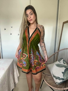 VESTIDO MANDALA CURTO - VERDE OLIVA - comprar online