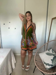 VESTIDO MANDALA CURTO - VERDE OLIVA - Bella's Closet