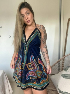 VESTIDO MANDALA CURTO - AZUL ESCURO - comprar online
