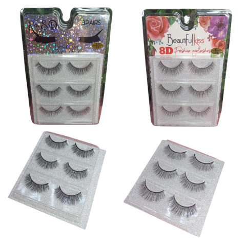 KIT C/ 03 PARES DE CÍLIOS POSTILOS 8D MINK - comprar online