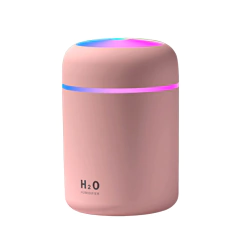 Humidificador Ultrasónico Rosa Led Usb Luz Rgb 300ml Aromaterapia
