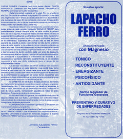 Lapacho Ferro Magnesio. Pack 25u 15% Off Oferta En Belgrano Envios a Todo el Pais - comprar online