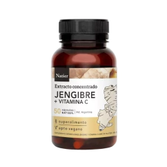 Jengibre Concentrado + Vitamina C – 50 cápsulas – Apto Vegano, Sin TACC