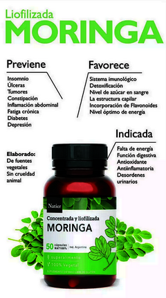Moringa Natier X50 Cápsulas Calcio Hierro Fibra Antioxidante (CONSULTAR STOCK) - comprar online