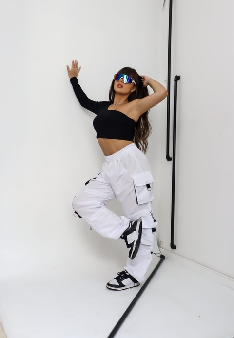 CONJUNTO CALÇA BALLOON E CROPPED MANGA ÚNICA