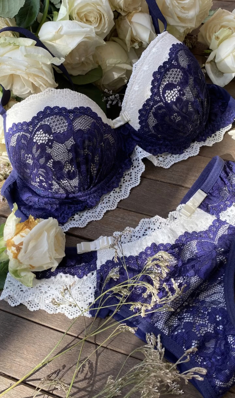 Conjunto Sutiã com Bojo e Calcinha Com Detalhes em Renda Luxo e Liganete.