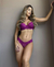 Conjunto de lingerie com sutiã sem bojo com aro de sustentação e delicadas alças finas Rosa - comprar online