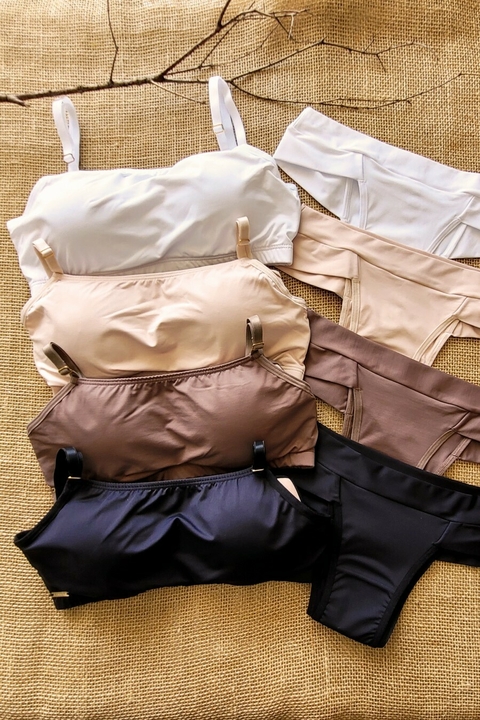 Conjunto Calcinha e Sutiã Estilo Top Com Bojo Sem Aro Microfibra - comprar online