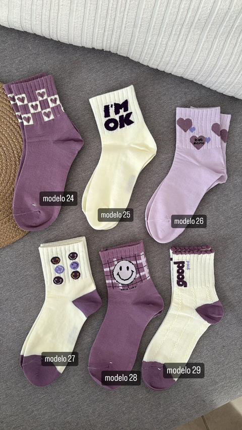 Medias largas x3 x6 o x12 violetas - comprar online