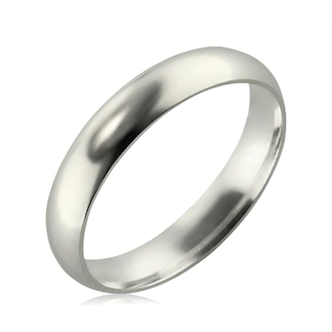 Aliança O44003 4mm Meia cana/Anatômica em Prata 950