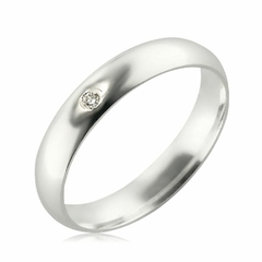 Aliança O44501 4mm Meia cana/Anatômica com Zircônia em Prata 950